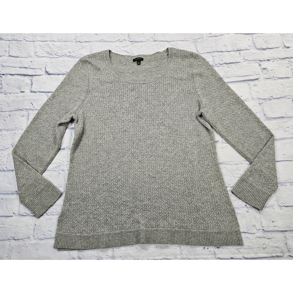 Talbots WOMENS SIZE XL Gray Lambswool Blend Knit Pullover Long Sleeve Sweater